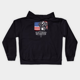 Proud Flat Coated Retriever Dad American Flag patriotic dog Kids Hoodie